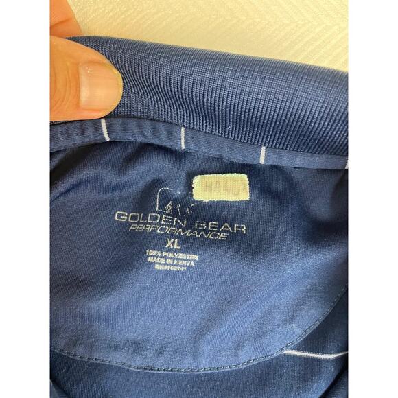 Golden Bear Jack Nicklaus Golf Polo Shirt Men XL Navy Blue White Striped  **FLAW - Picture 5 of 8
